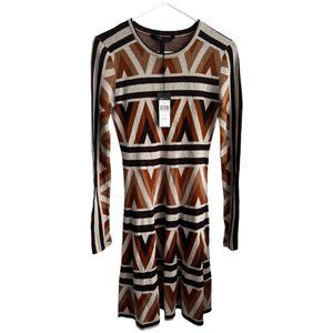 NWT BCBG Geometric Pattern Fit and Flare Knit Dress